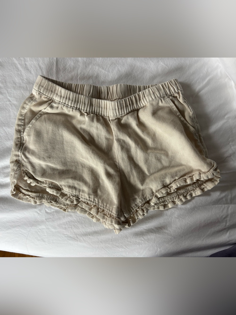 Cat & Jack Cream Ruffle Hem Pull-On Shorts